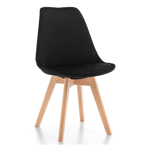 Krzesło skandynawskie z poduszką welurowe DUBLIN czarne