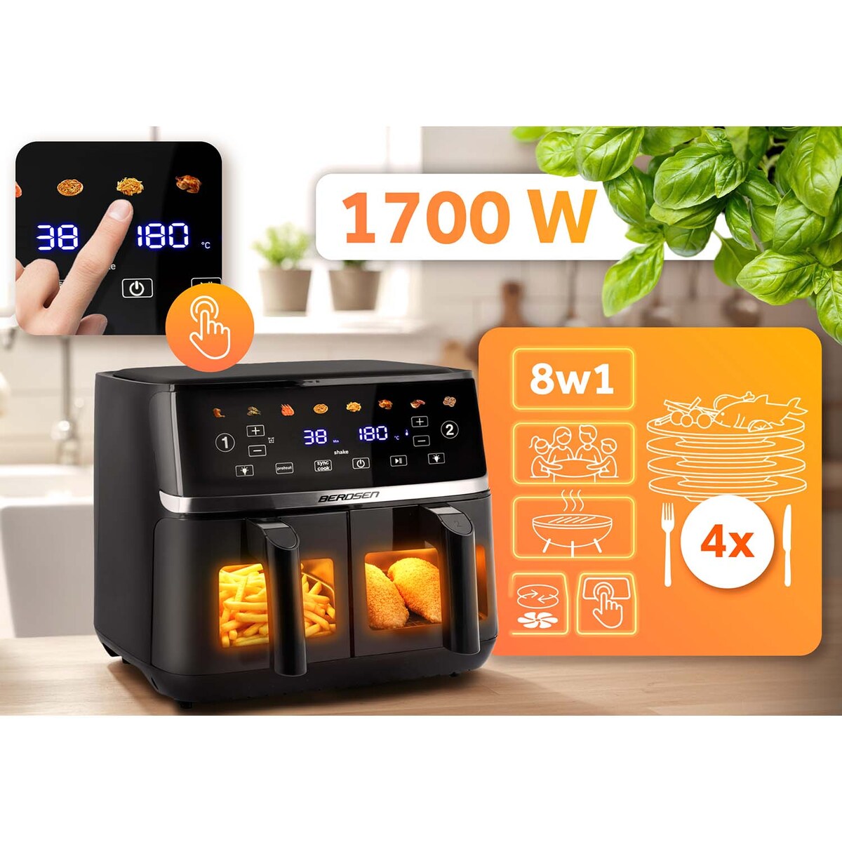 Frytkownica beztłuszczowa 10,2l Air Fryer frytownica Berdsen 1700W