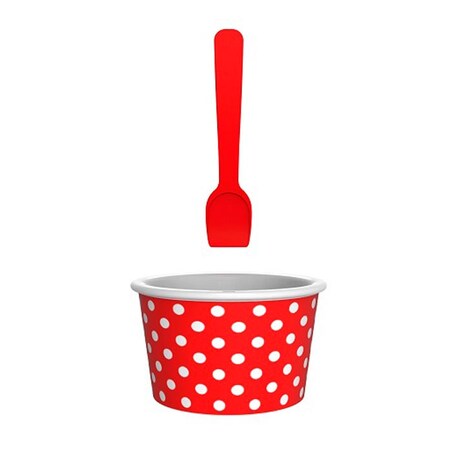Miseczka na lody z łyżeczką czerwono-biała, 8 cm,  Zak! Designs