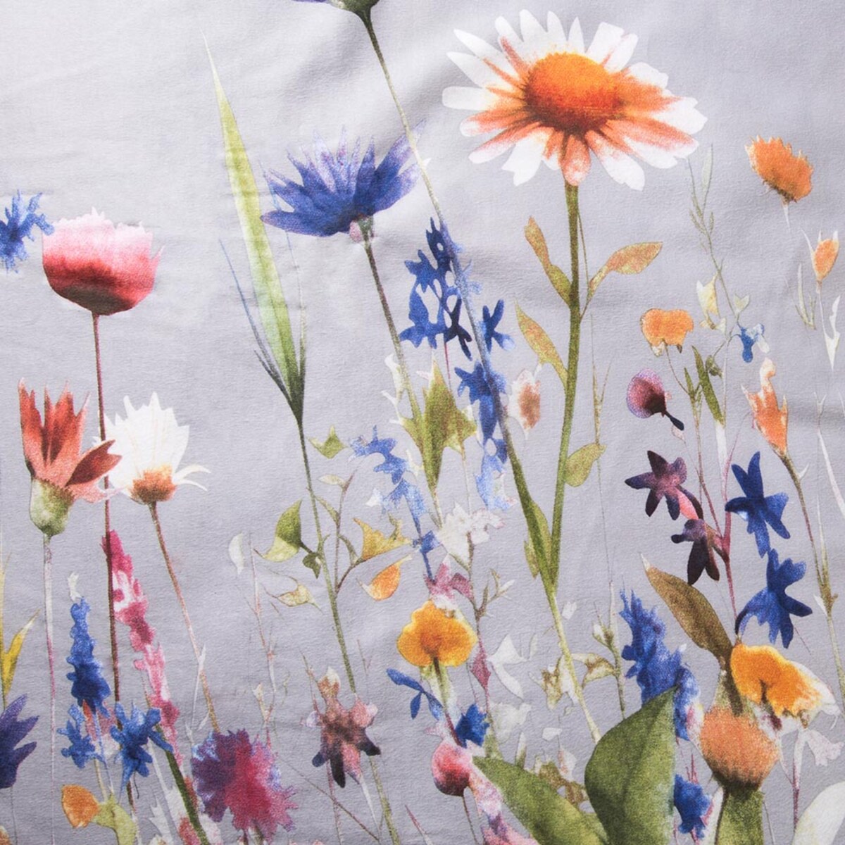 Pościel flanelowa 180x200 Florina Mist szara z kolorowymi kwiatami, Flanelove