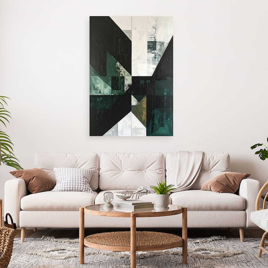 Obraz do salonu sypialni biura loftu, Zielona geometryczna abstrakcja