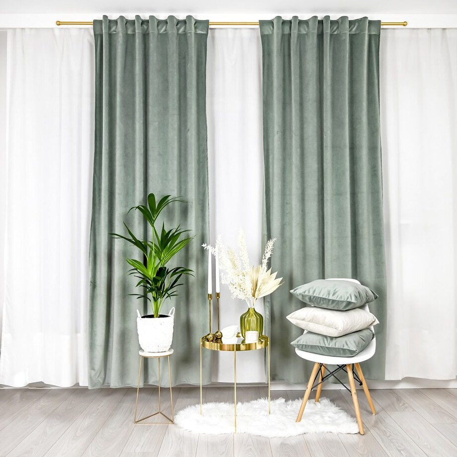 Zasłona Werona w kolorze szałwiowym 140x270 cm