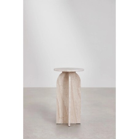 Okrągły stolik pomocniczy Ø30 cm z marmuru Graham kremowo-beżowy