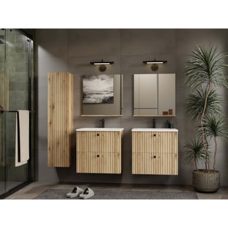 SZAFKA POD UMYWALKĘ TIGO 60 2S DĄB EVOKE RYFLOWANY FRONT + UMYWALKA