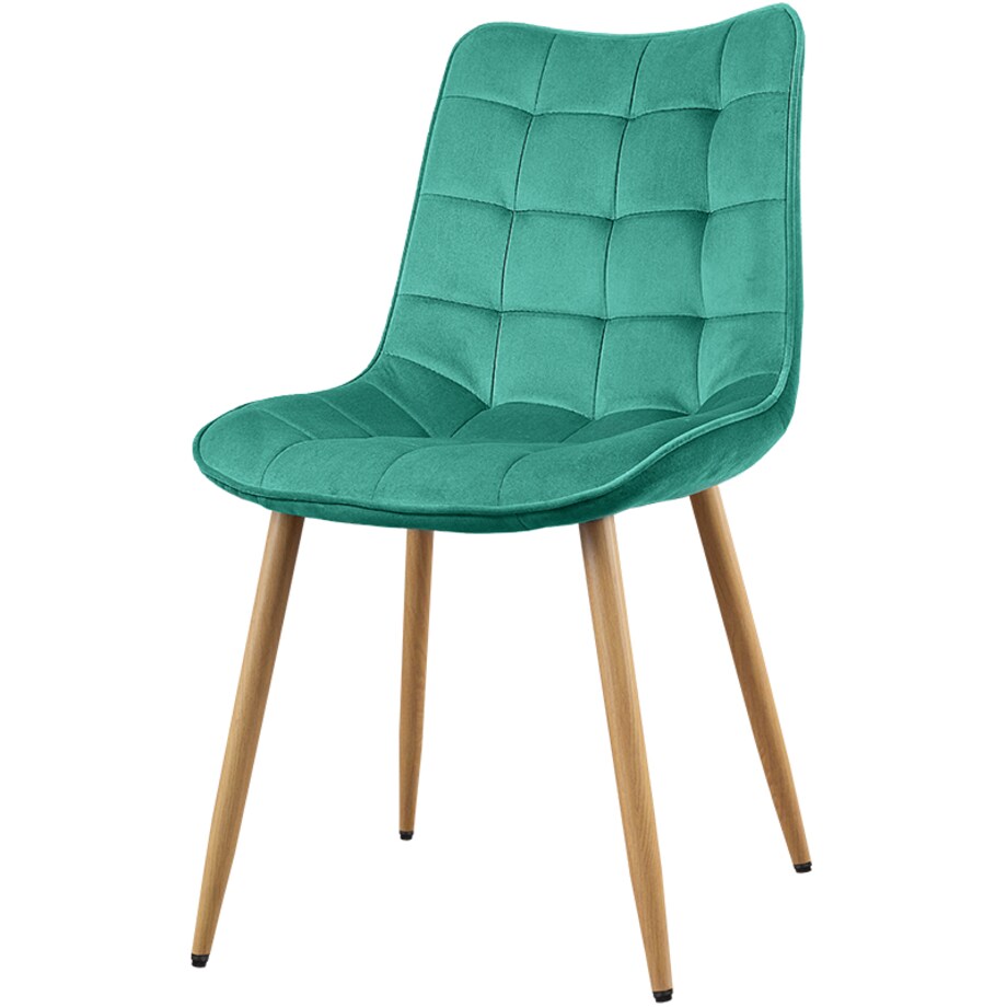 Krzesło tapicerowane do salonu jadalni pikowane welurowe zielone