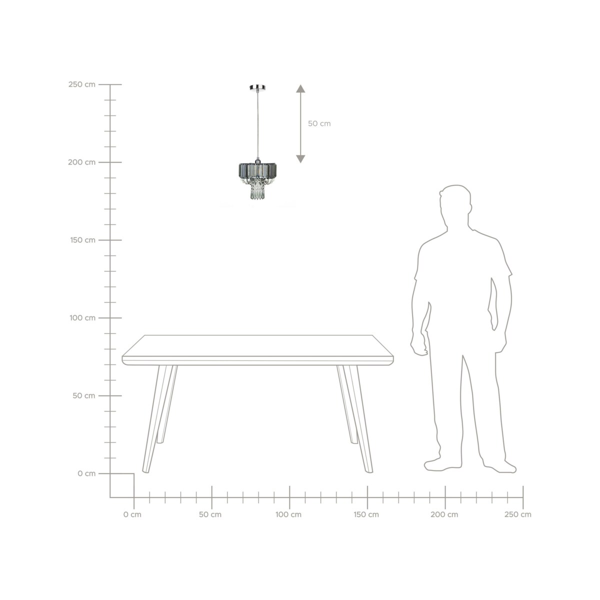 Żyrandol z akrylowymi kryształkami szary ADORN