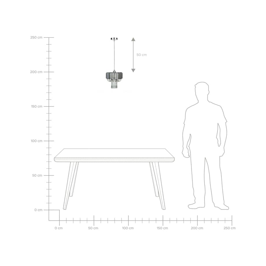 Żyrandol z akrylowymi kryształkami szary ADORN