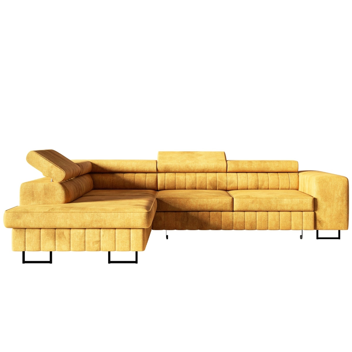 Narożnik NOLA do salonu, regulowane zagłówki-lewostronny- Terra musztardowy