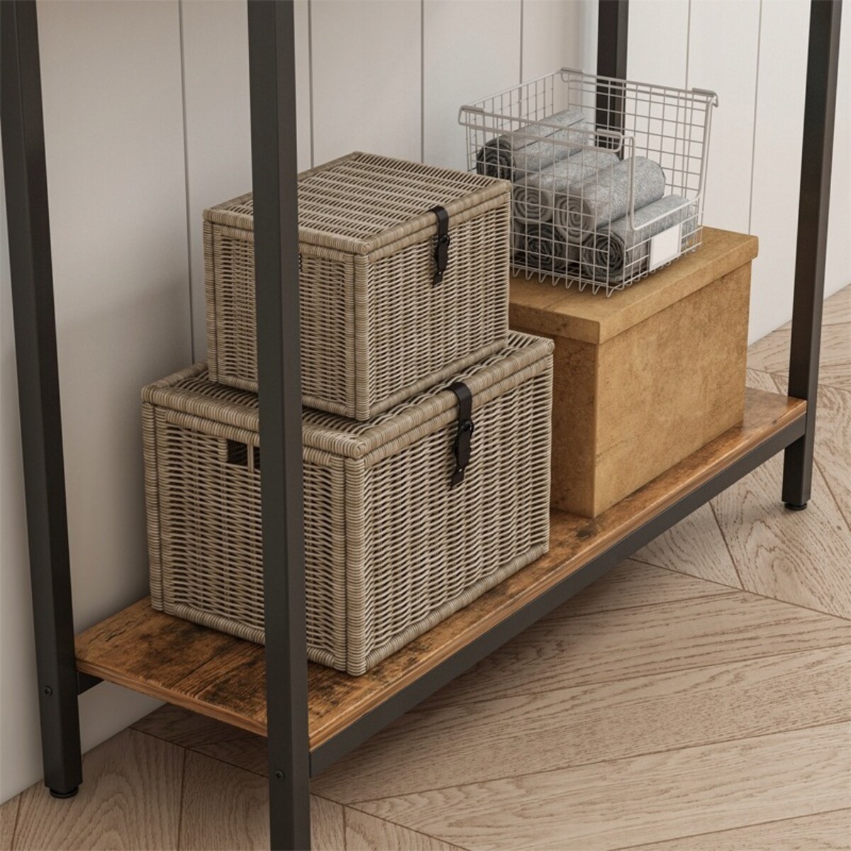 Konsola stolik regał z półką loft industrialny rustykalny brąz szafka 100cm