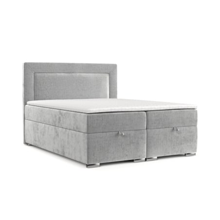 Łóżko kontynentalne LONTANO 180x200 z pojemnikiem, Jasny Szary, tkanina Lotta 06