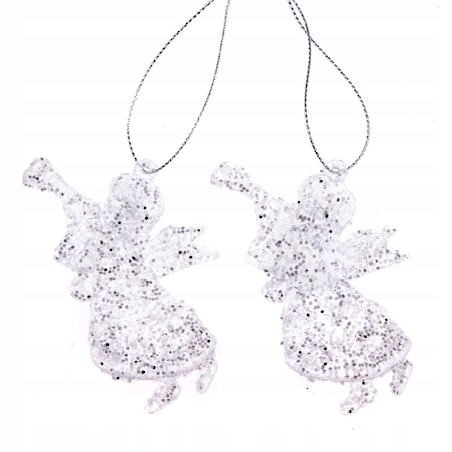 Anioł Aniołek Akrylowy Brokacony 2Szt Zawieszka