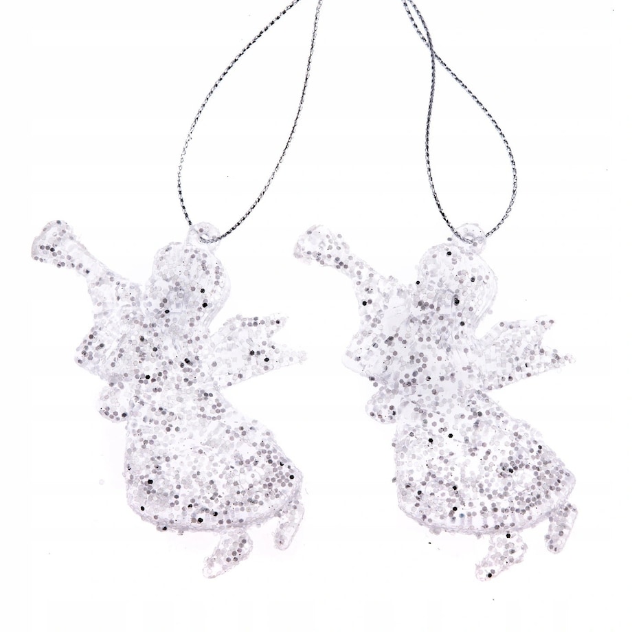 Anioł Aniołek Akrylowy Brokacony 2Szt Zawieszka