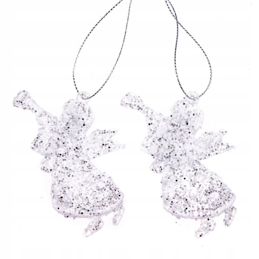 Anioł Aniołek Akrylowy Brokacony 2Szt Zawieszka