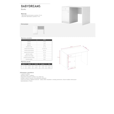Biurko babydreams białe