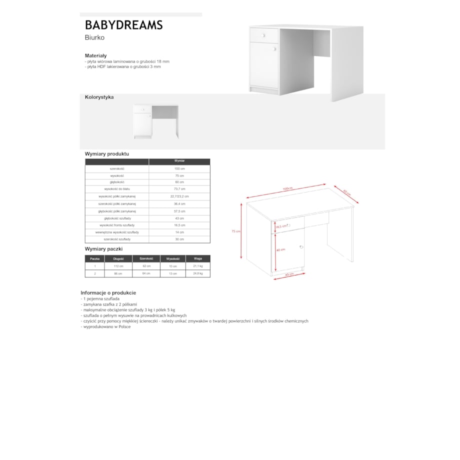 Biurko babydreams białe