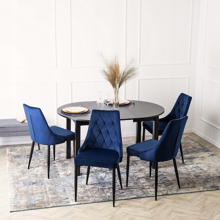 Krzesło Tapicerowane Welurowe Do Salonu Jadalni Loft Velvet Granatowe CORK