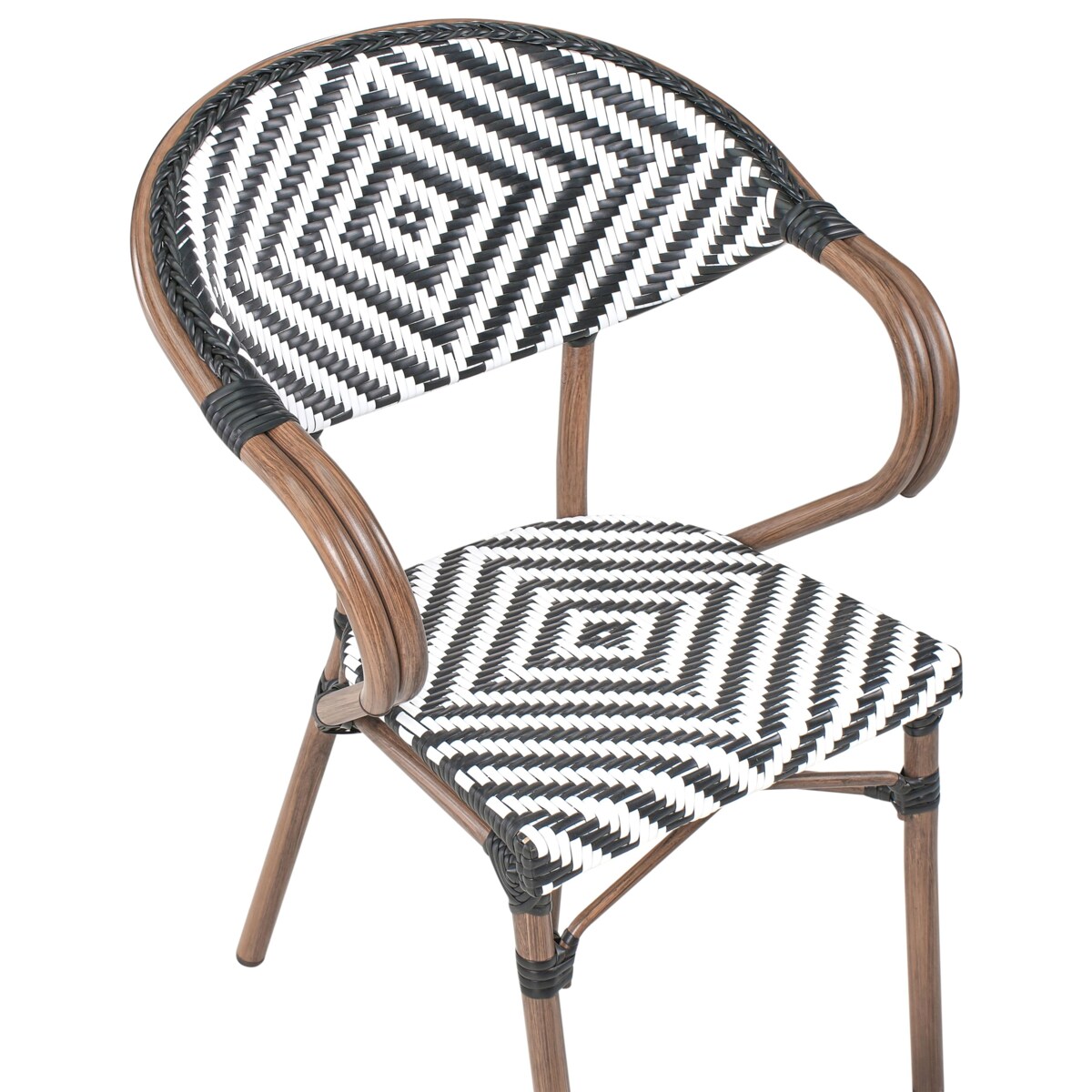 Zestaw 4 krzeseł ogrodowych RIFREDDO Technorattan Czarny/ biały