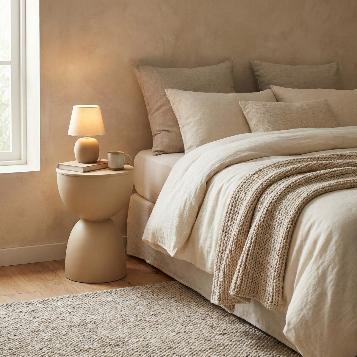 Metalowy stolik pomocniczy DUNE w kolorze piaskowym, 45,5 cm