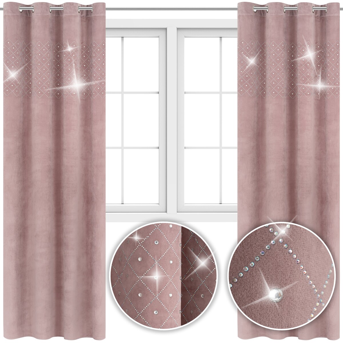 zasłona welurowa "V3" 140x250 cm pudrowy róż