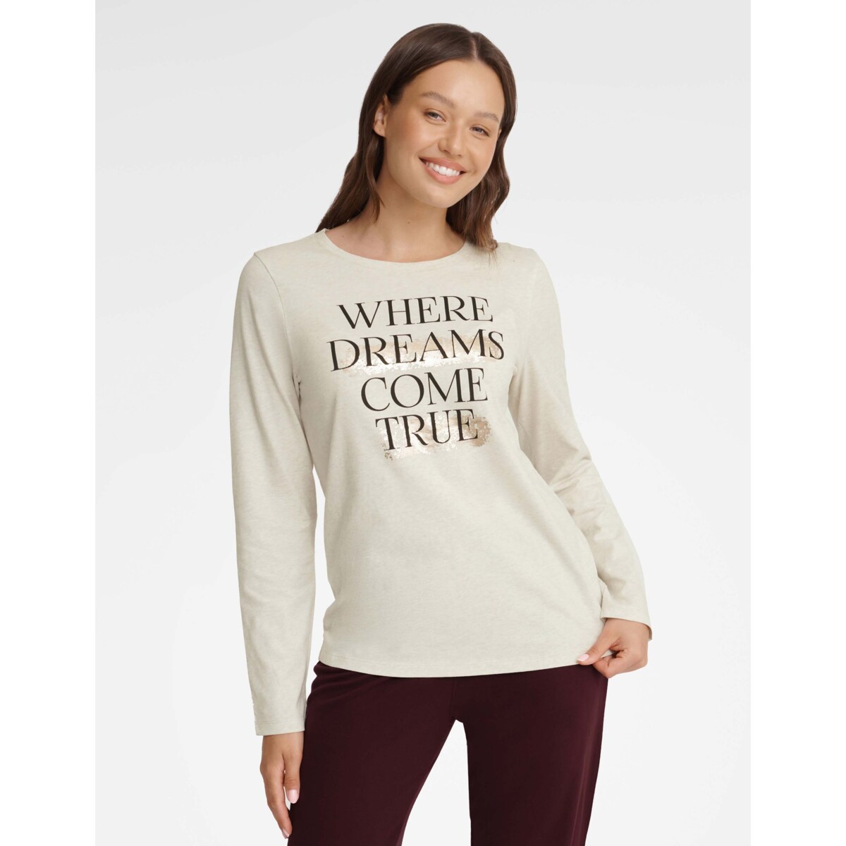 Piżama Gracy 40930-08X Beżowo-Bordowa Beżowo-Bordowy, XL