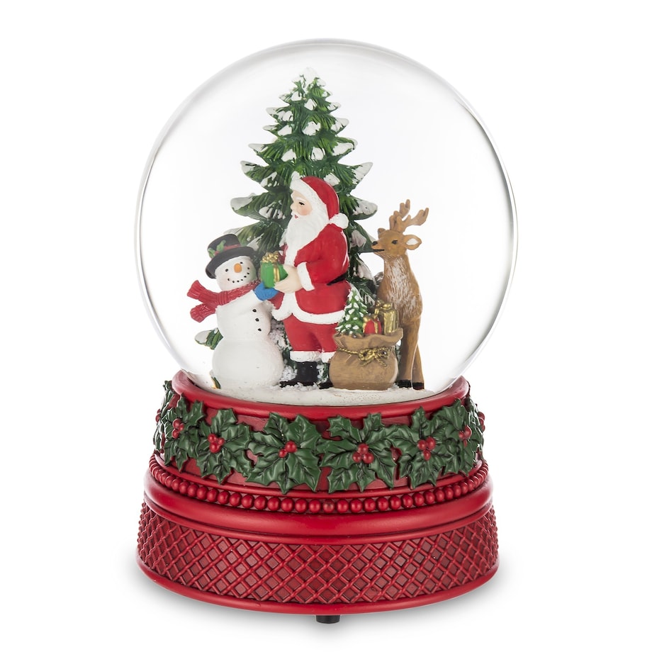 Szklana kula śnieżna z pozytywką 16,5x9x8,5 cm SANTA