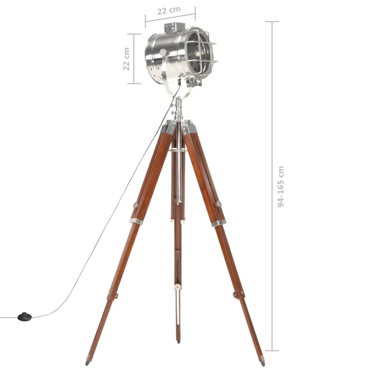 vidaXL Lampa podłogowa na trójnogu, lite drewno mango, 165 cm