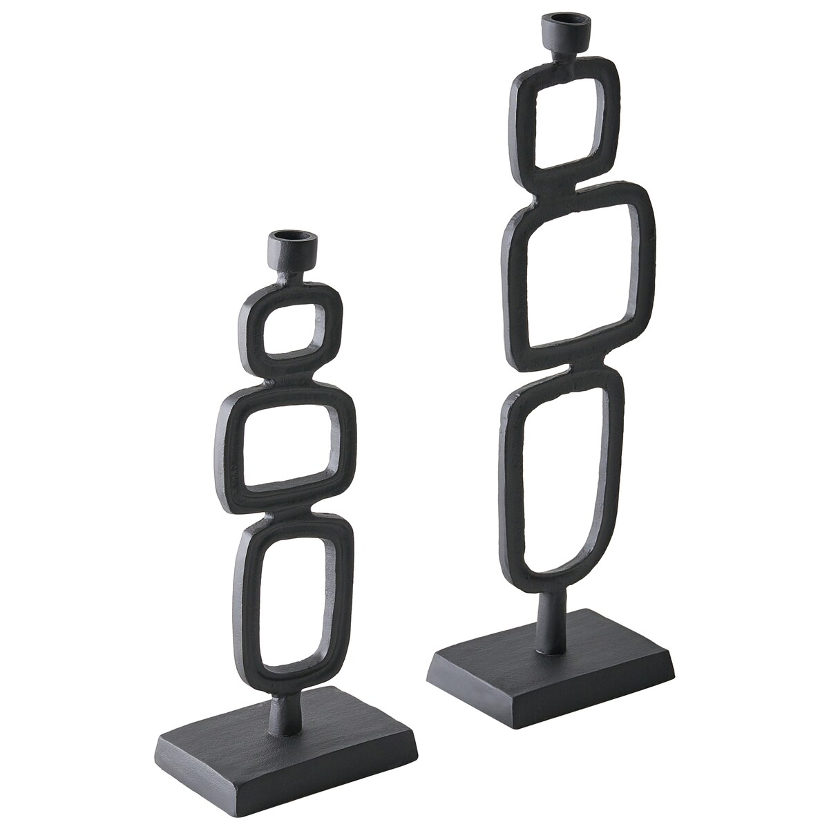 Zestaw 2 świeczników SIPANJE Metal 35/48 cm Czarny