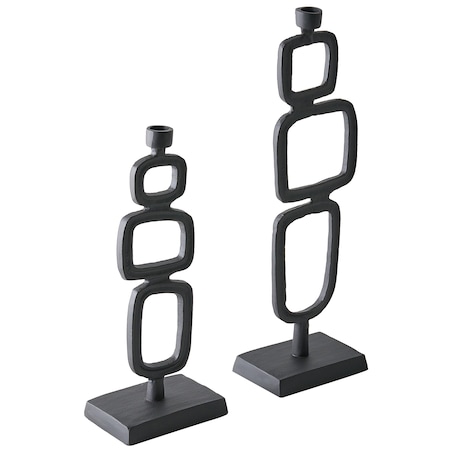 Zestaw 2 świeczników SIPANJE Metal 35/48 cm Czarny