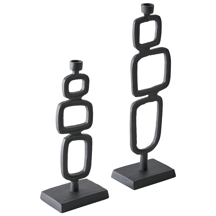 Zestaw 2 świeczników SIPANJE Metal 35/48 cm Czarny