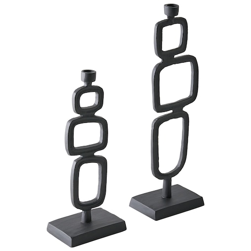 Zestaw 2 świeczników SIPANJE Metal 35/48 cm Czarny