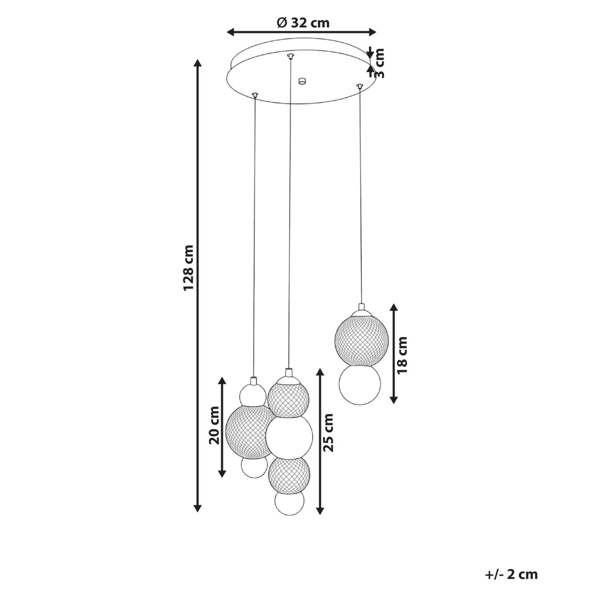 Lampa wisząca 3-punktowa SORA LED Szkło Złoty