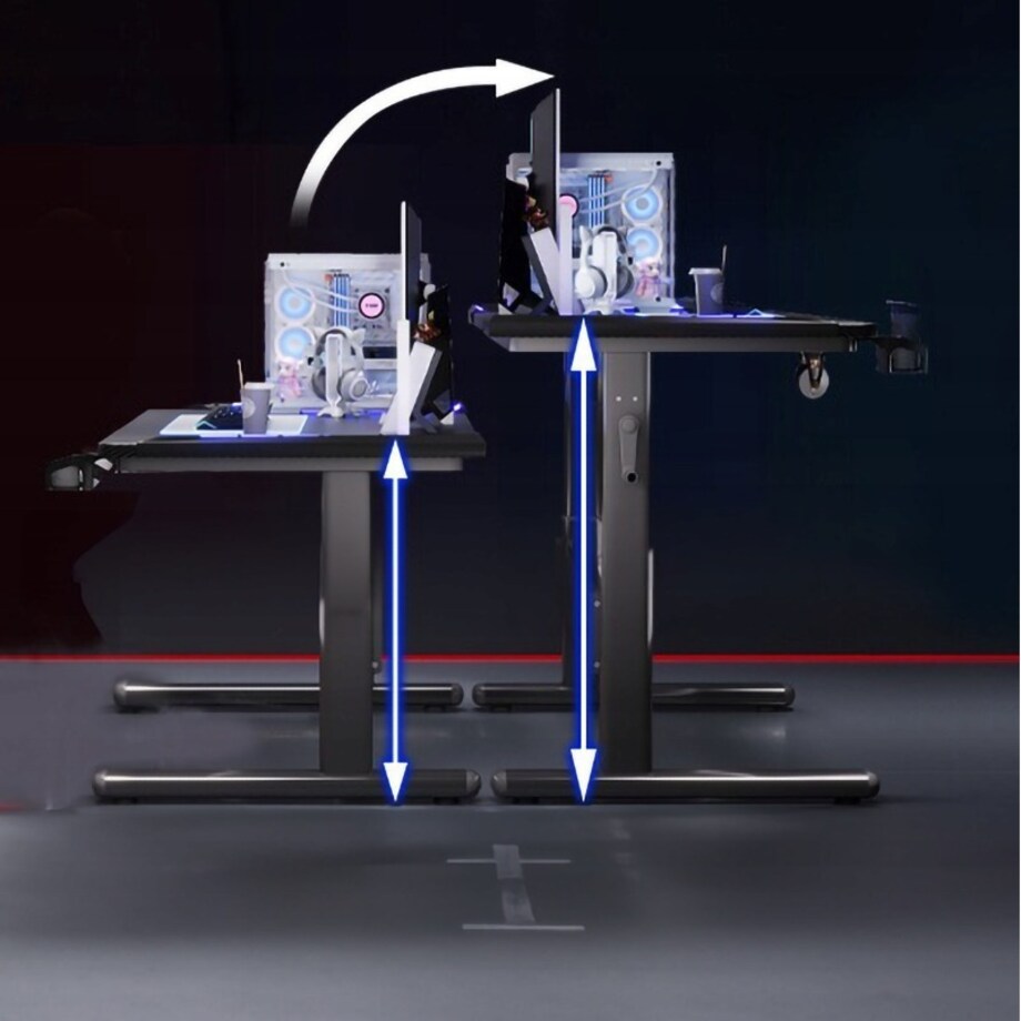 Biurko regulowane dziecięce komputerowe gamingowe stół loft czarne 100 cm