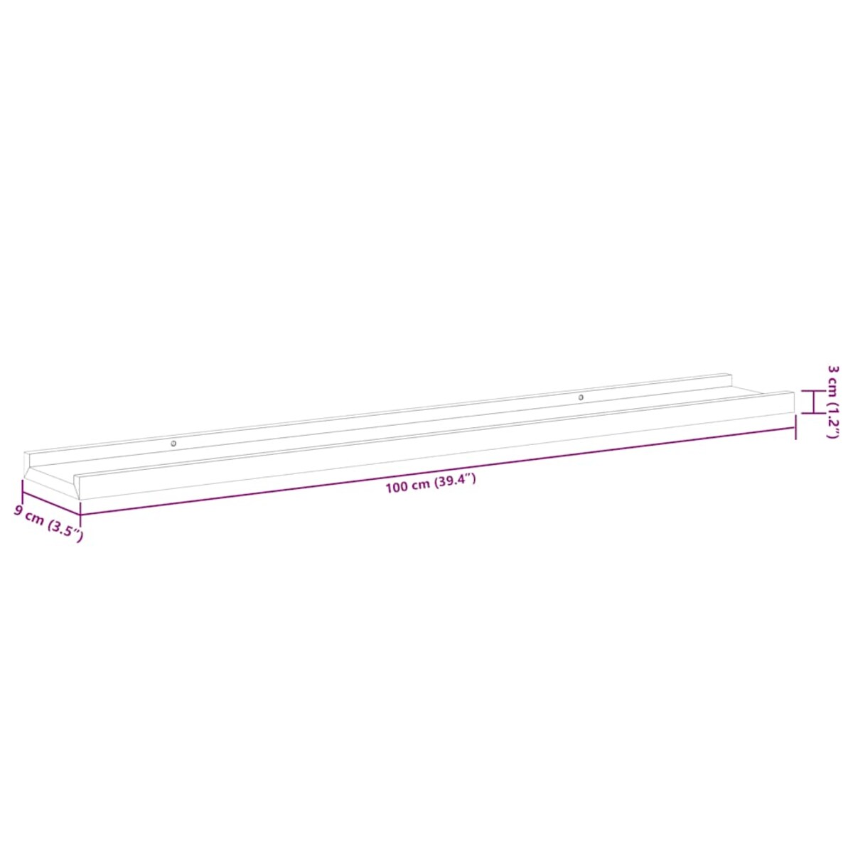 vidaXL Półki ścienne, 2 szt., czarne, 100x9x3 cm