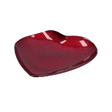 Szklany talerz w kształcie serca Neimieipensieri - Czerwony, 14 cm