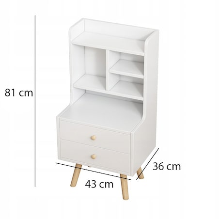 Szafka nocna stolik z 2 szufladami regał skandynawski sypialni salonu 81 cm
