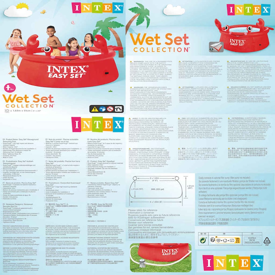 INTEX Nadmuchiwany basen Easy Set w kształcie kraba, 183x51 cm