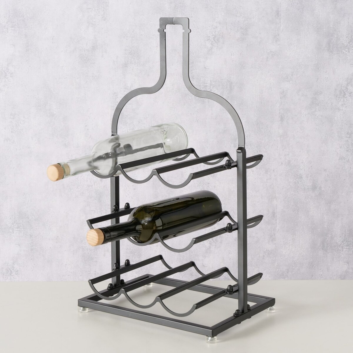 Stojak na wino metalowy w kształcie butelki BOTELLA, wys. 54,5 cm