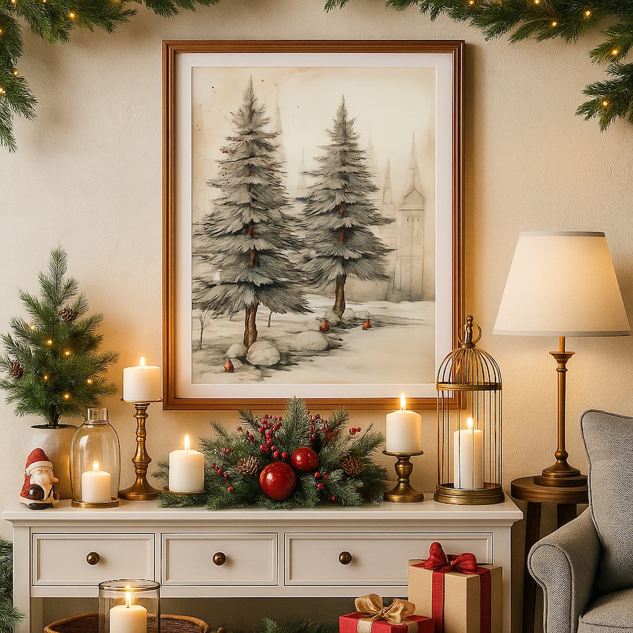 Plakat Vintage Choinki 50cm x 70cm