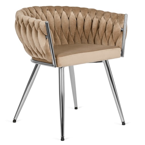 Krzesło Tapicerowane Plecionka Toaletki Loft SIENA Beżowe