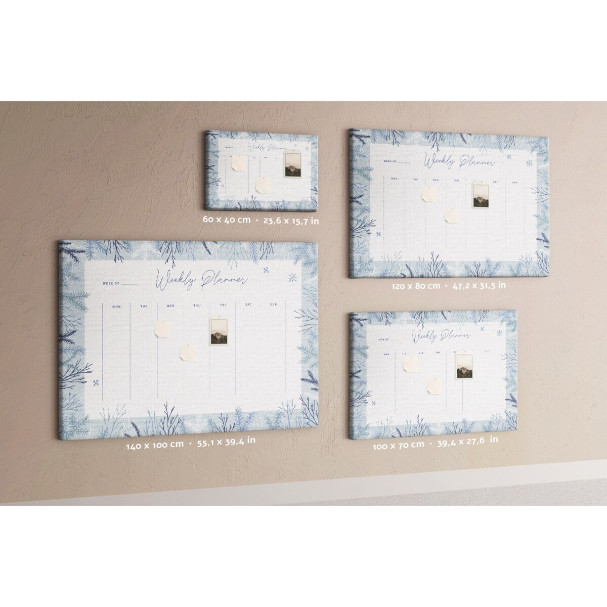 Tablica korkowa Planer tygodniowy 140x100cm - drewniane pinezki