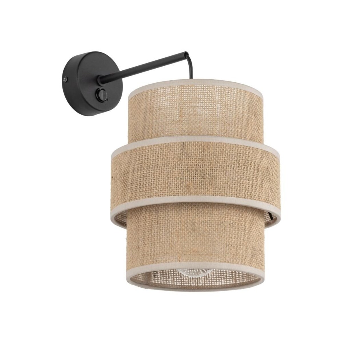 Kinkiet z włącznikiem CALISTO JUTA 5400 TK Lighting czarny, abażur jutowy, E27, styl vintage