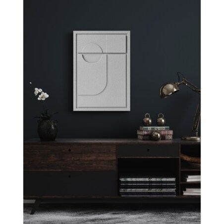 Obraz 3D 50x70cm Geometric II – Dekoracja Ścienna z Tynku Naturalnego, Milky Grey Minimalistyczny Relief