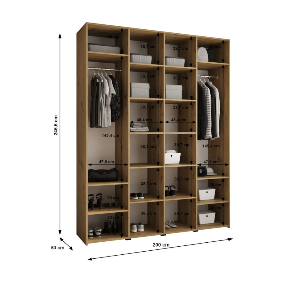 Szafa czterodrzwiowa Como 4 200 gł.50 biały+czarny