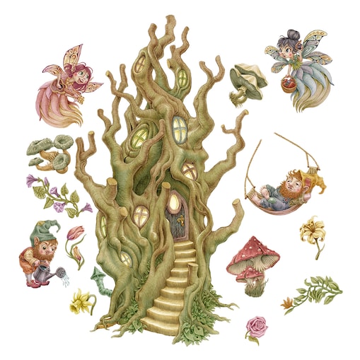 Zestaw naklejek na ścianę, Leśne stworzenia wróżki, 130cm