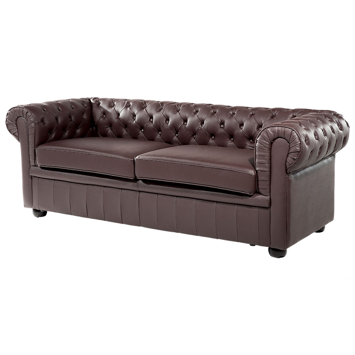 Sofa 3-osobowa skórzana brązowa CHESTERFIELD