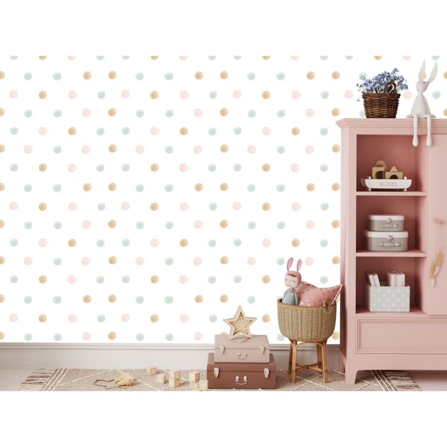 Tapeta Do Pokoju Dziecięcego Drobne Akwarelowe Groszki