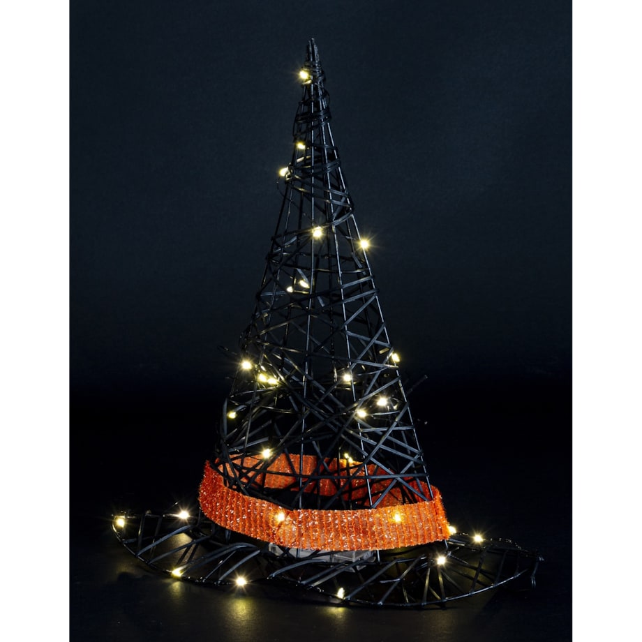 Dekoracja Halloween - kapelusz czarownicy LED 41x34x16 cm PETASUS-2 czarny
