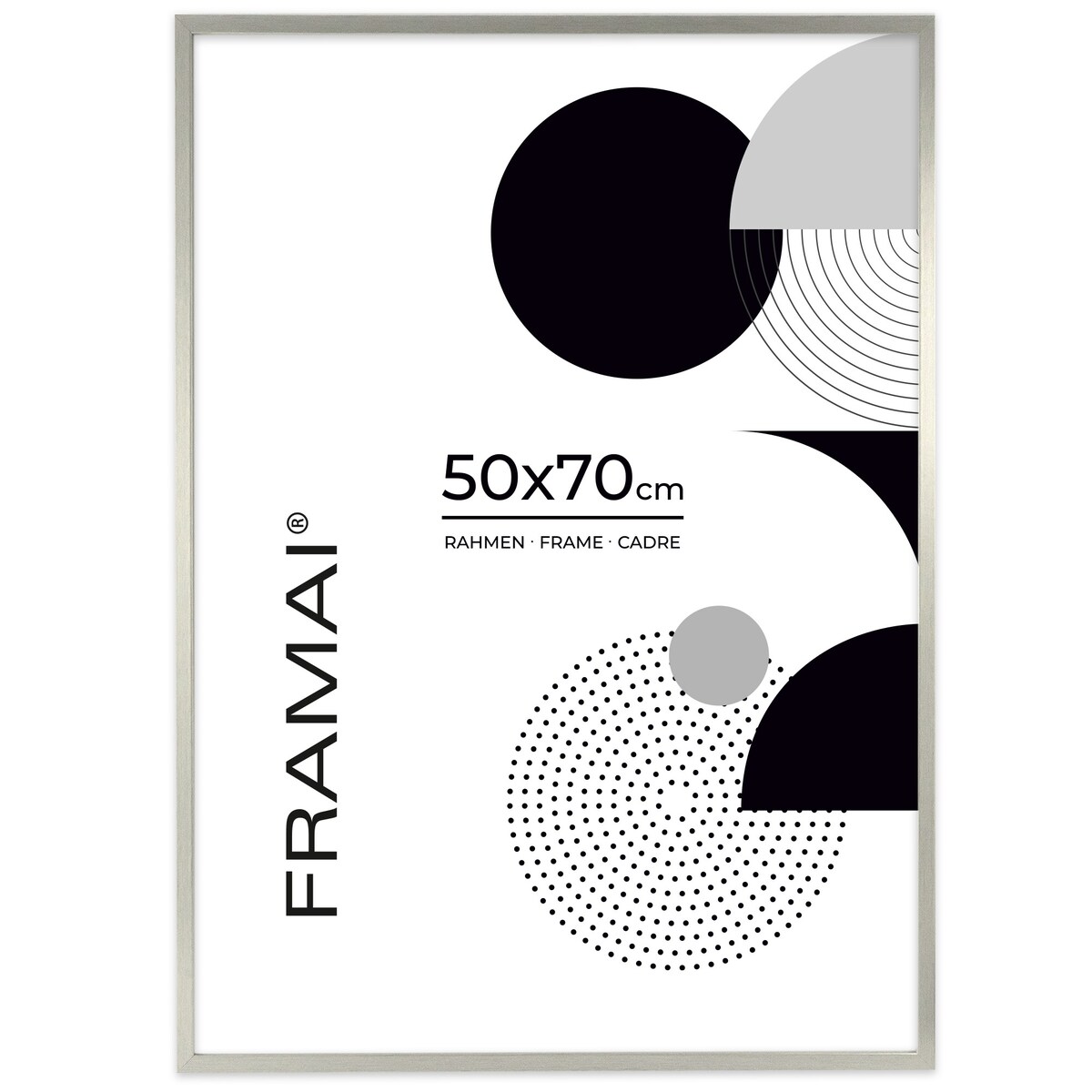 Srebrna ramka na zdjęcia 50x70 cm rama MDF ramki do zdjęć 70x50 cm FRAMAI®
