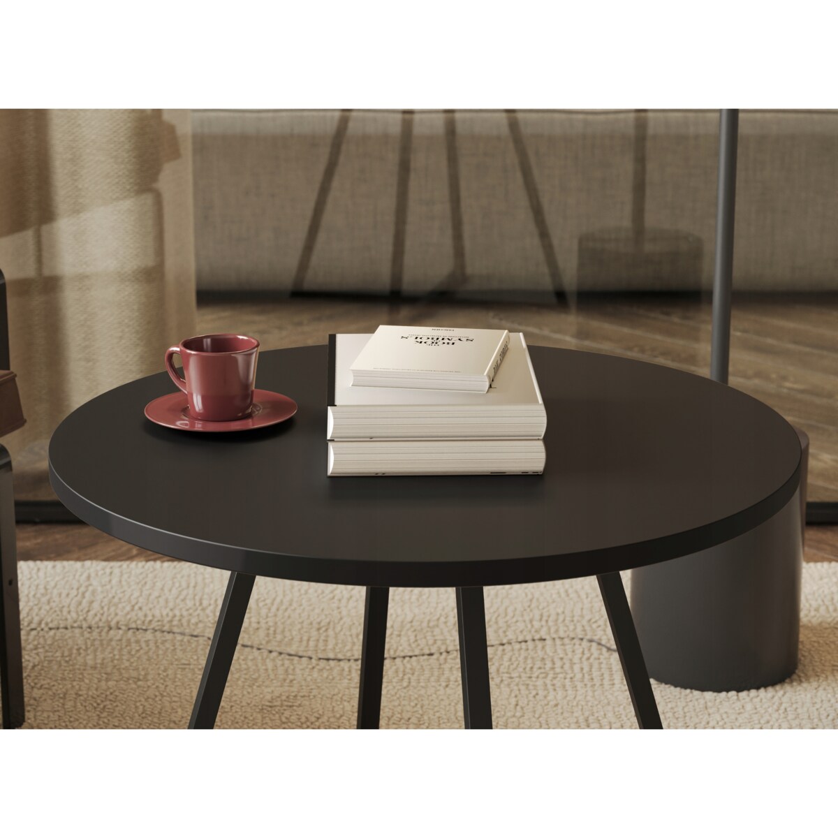 Stolik Kawowy Okrągły Do Salonu Pokoju Sypialni Industrialny 50cm VERSO