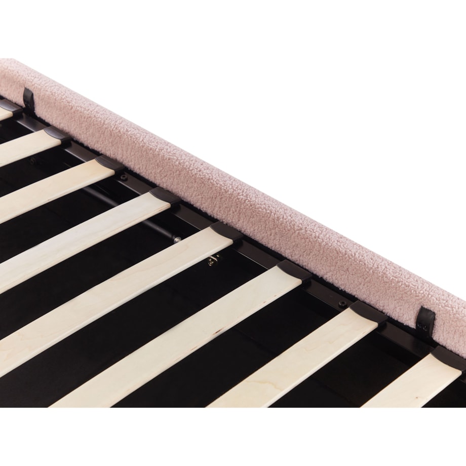 Łóżko z pojemnikiem boucle 90 x 200 cm różowe DINAN